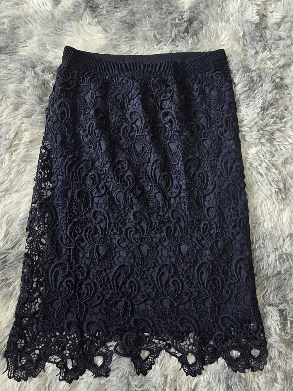 Navy Crochet Lace Midi Skirt With Elastic Waistband From ONLY - Picture 2 of 8